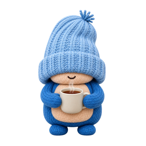 George, the Baseline Labs mascot, cradling a steaming mug of strong Irish tea