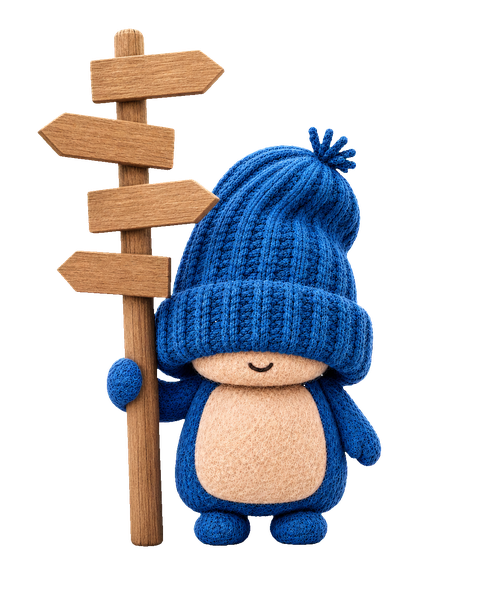 George, the Baseline Labs mascot, holding a signpost pointing several directions