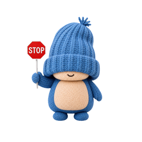 George, the Baseline Labs mascot, holding up a stop sign