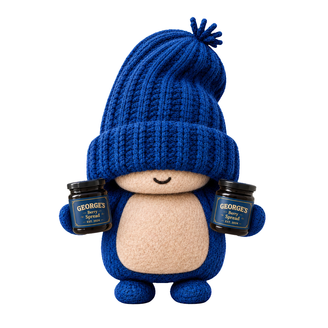 George, the Baseline Labs mascot, holding a jar in each hand, unable to choose