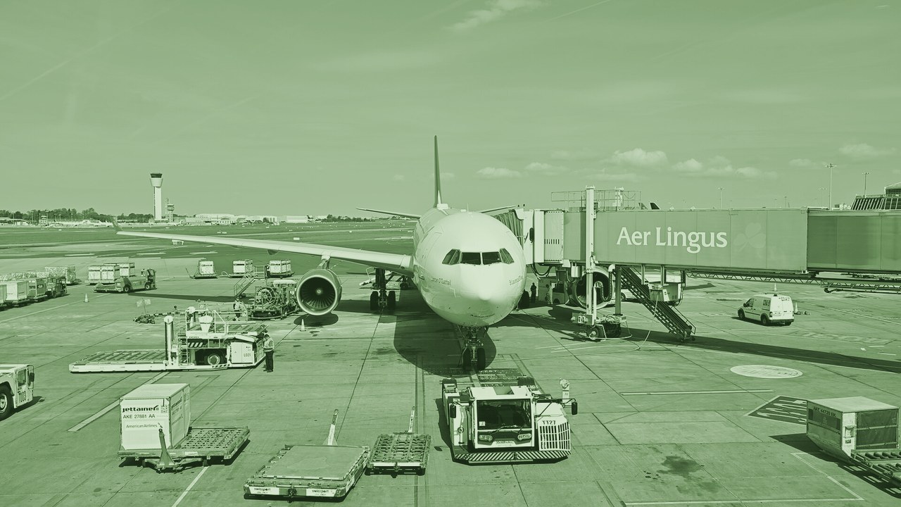 An Aer Lingus Airbus A330 at its gate at Dublin Airport