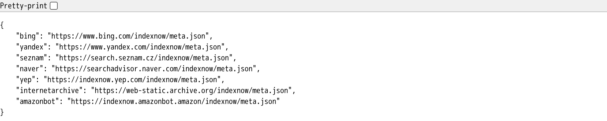 The protocol's own list of participating engines. Every submission is shared with all of them, and Google is not on it.